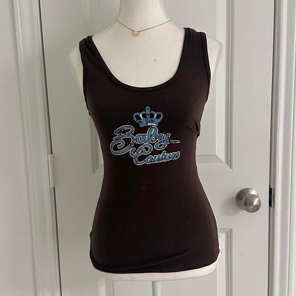 Sirens Baby Couture Y2K 2000s Size Medium  Cotton Tank In Color Deep Brown Mocha - Picture 1 of 4